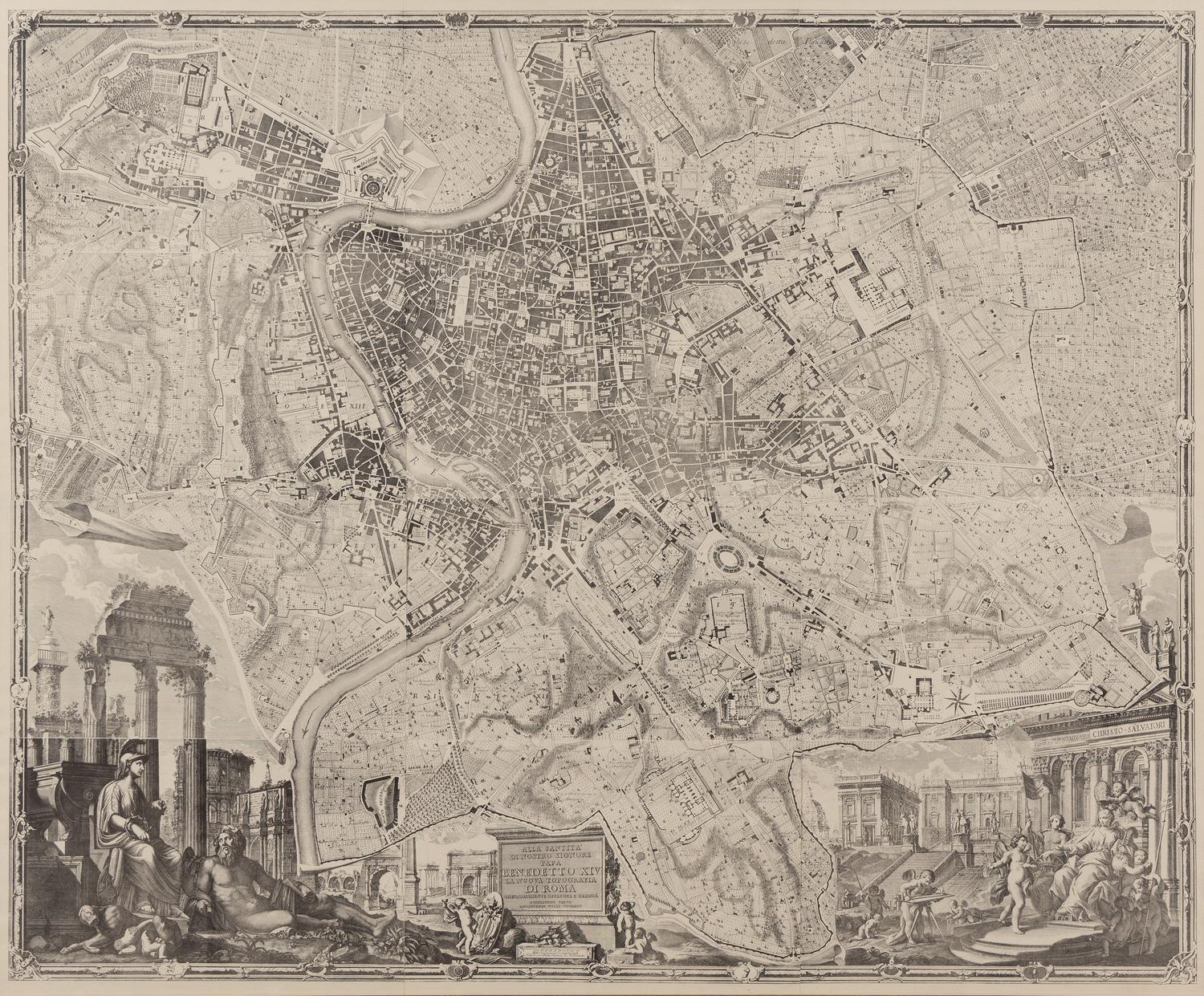 [MAPS & ATLASES]. NOLLI, Giovanni Battista (c.1692-1756). [ Nuova Pianta di Roma . Rome: 1748], but 20th Century. Wall map of Rome, on 24 joined sheets mounted on linen.