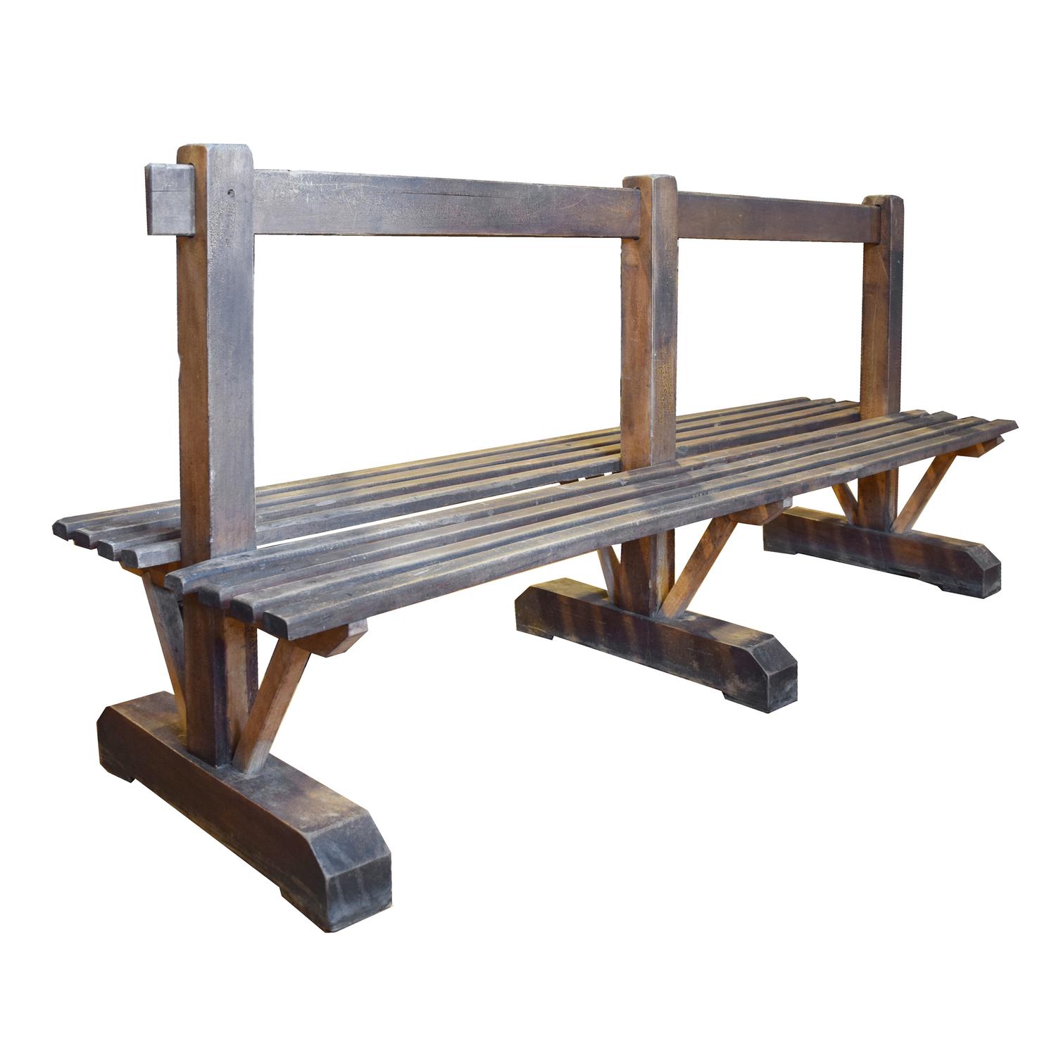 A Double Sided Wood Bench 102" W x 24" D x 39" H — Italy, 20th Century