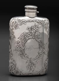 An American Silver Mounted Glass Flask