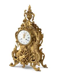 A Louis XV Style Gilt-Bronze Mantel Clock