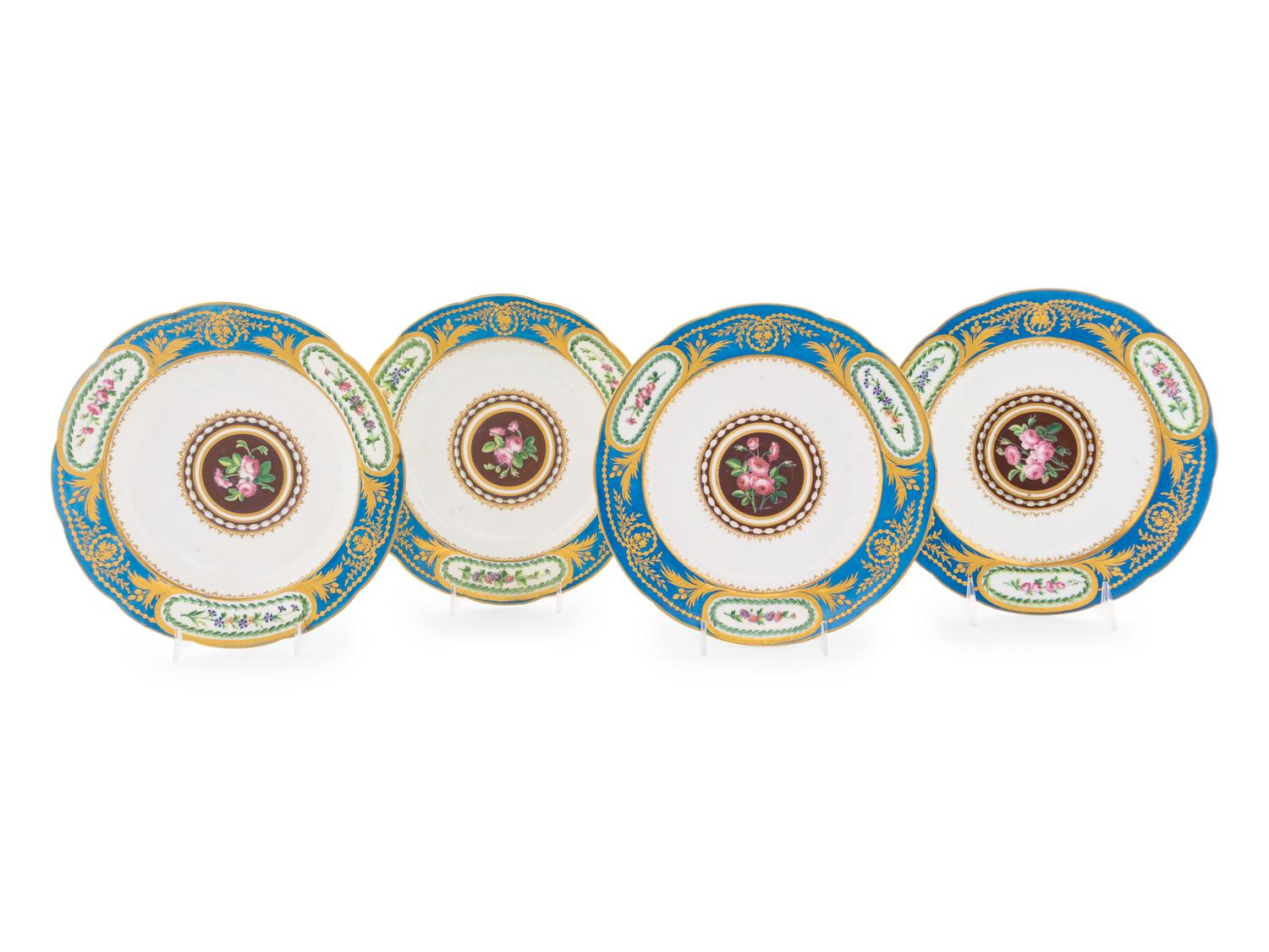 Four Sèvres Porcelain Plates, Probably from the Service of Archduke Ferdinand