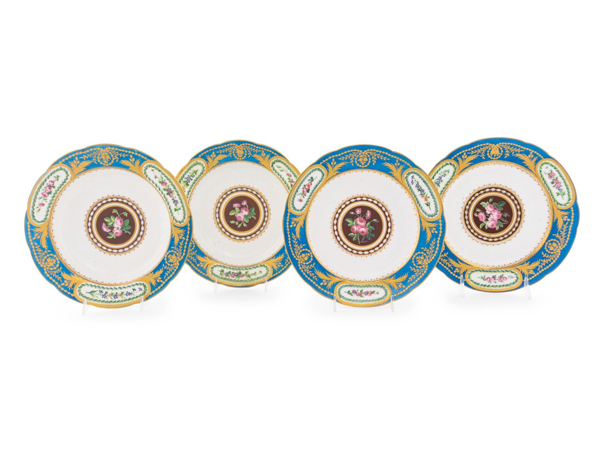 Four Sèvres Porcelain Plates, Probably from the Service of Archduke Ferdinand