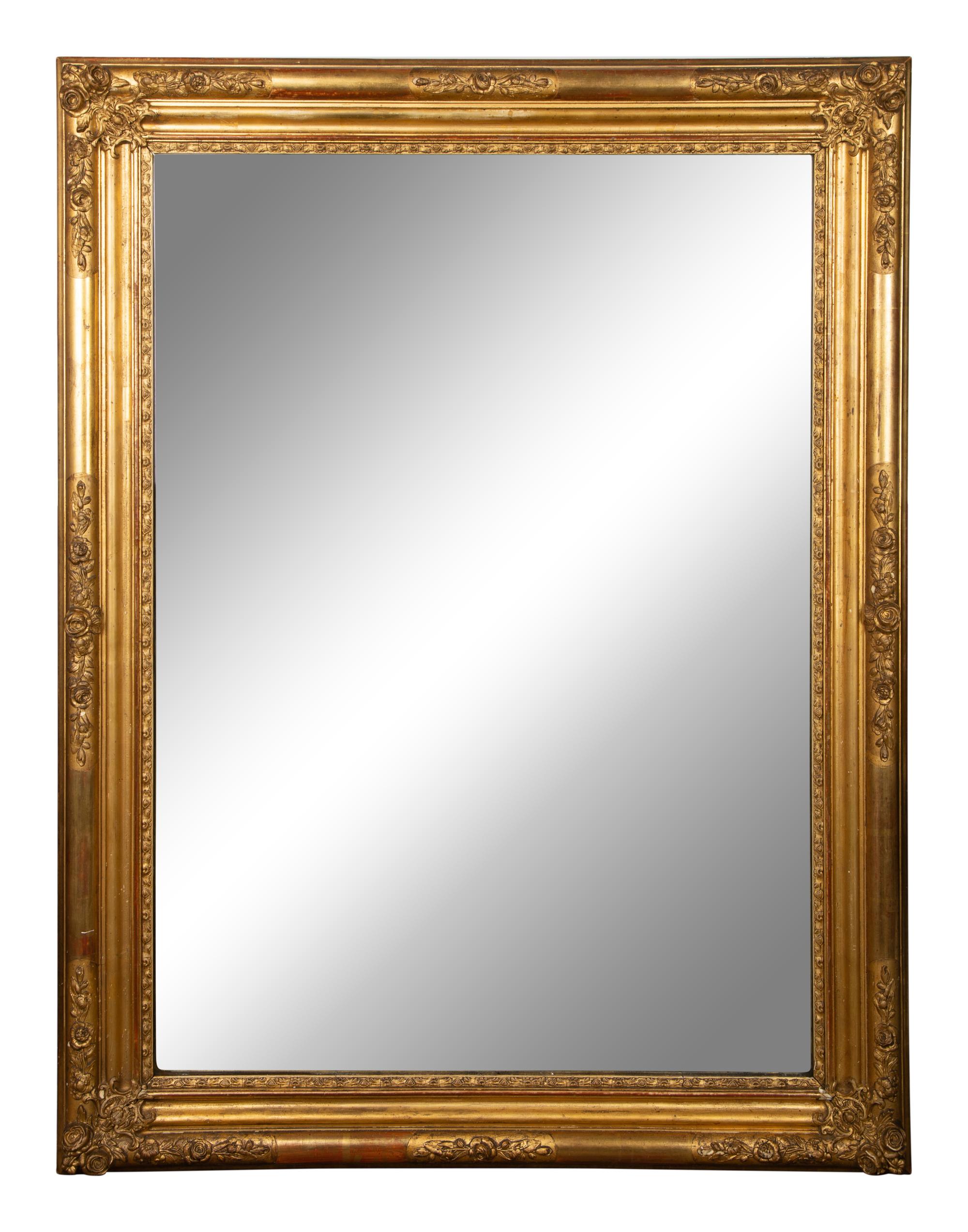 A Louis XVI Style Giltwood Framed Mirror — 19TH CENTURY