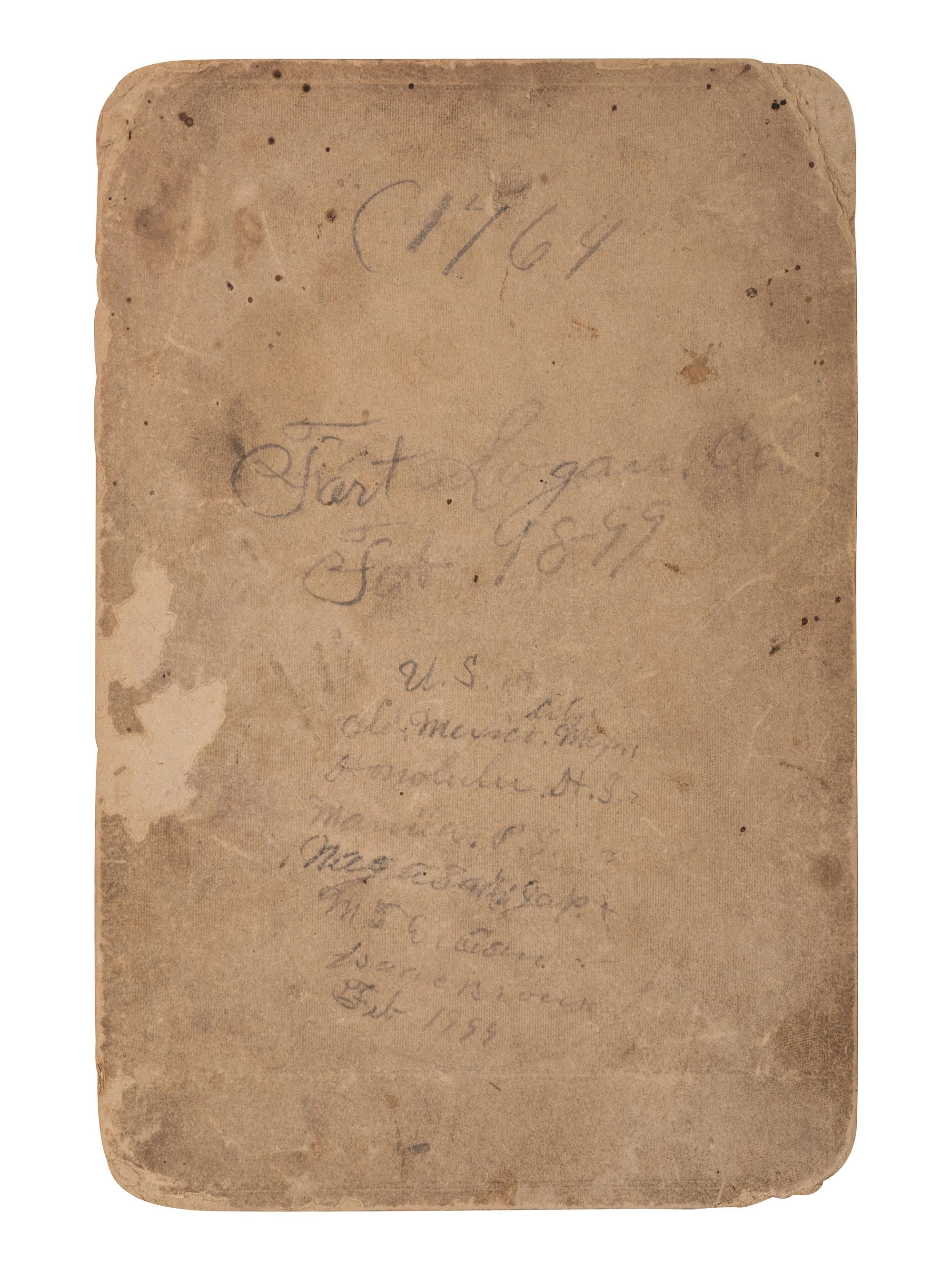 [LATE INDIAN WARS]. Cabinet card of Isaac Brown, likely 24th US Infantry, taken while at Fort Logan, February 1899.