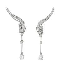 A Pair of 18 Karat White Gold and Diamond "Waterfall" Earclips, Stefan Hafner, 7.00 dwts.