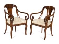 A Pair of Empire Style Mahogany Arm Chairs