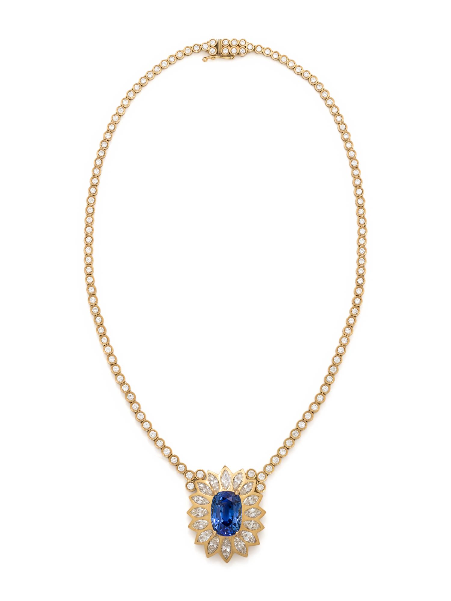 SAPPHIRE AND DIAMOND NECKLACE