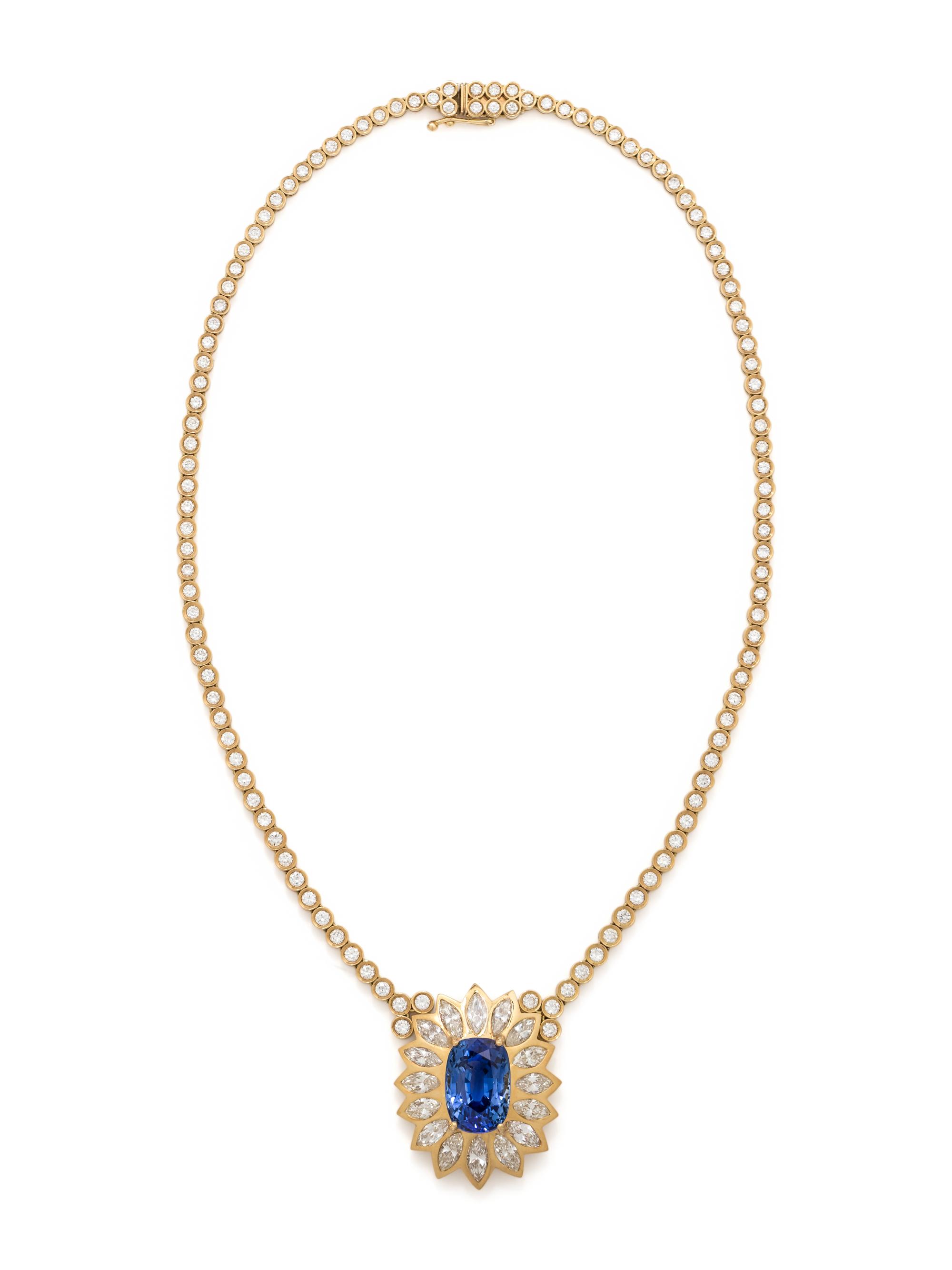 SAPPHIRE AND DIAMOND NECKLACE
