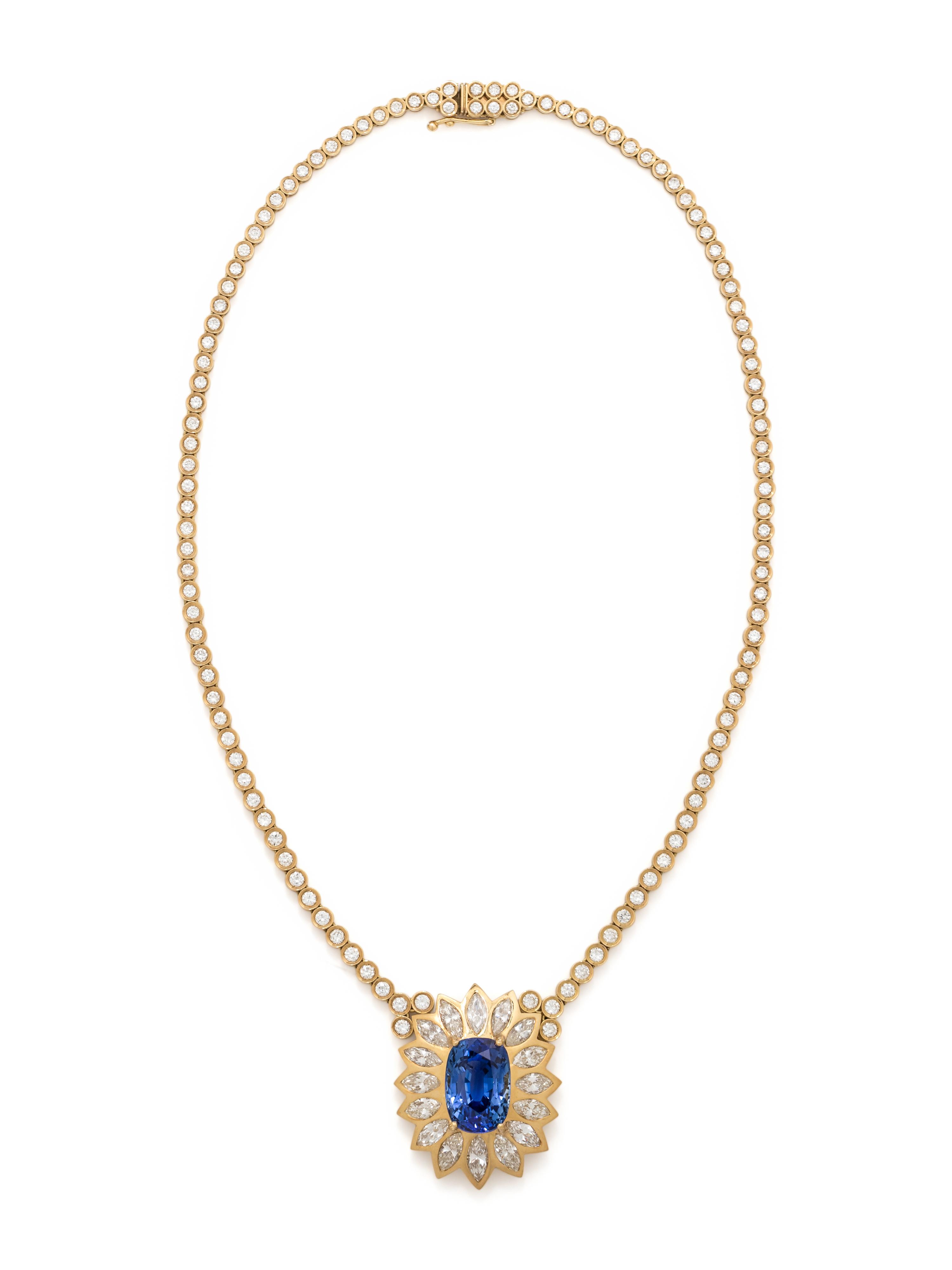 SAPPHIRE AND DIAMOND NECKLACE