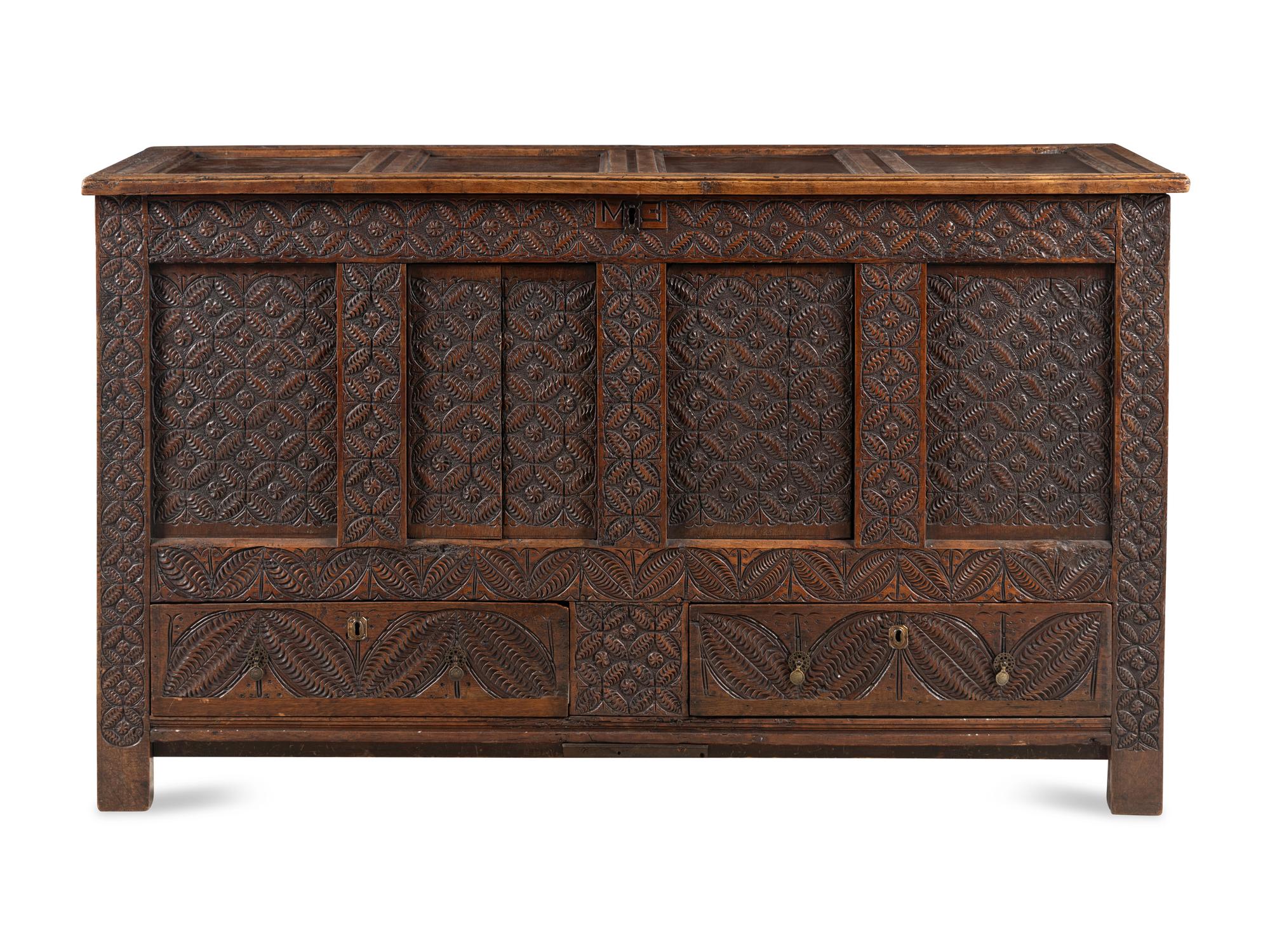 A Charles II Carved Oak Coffer