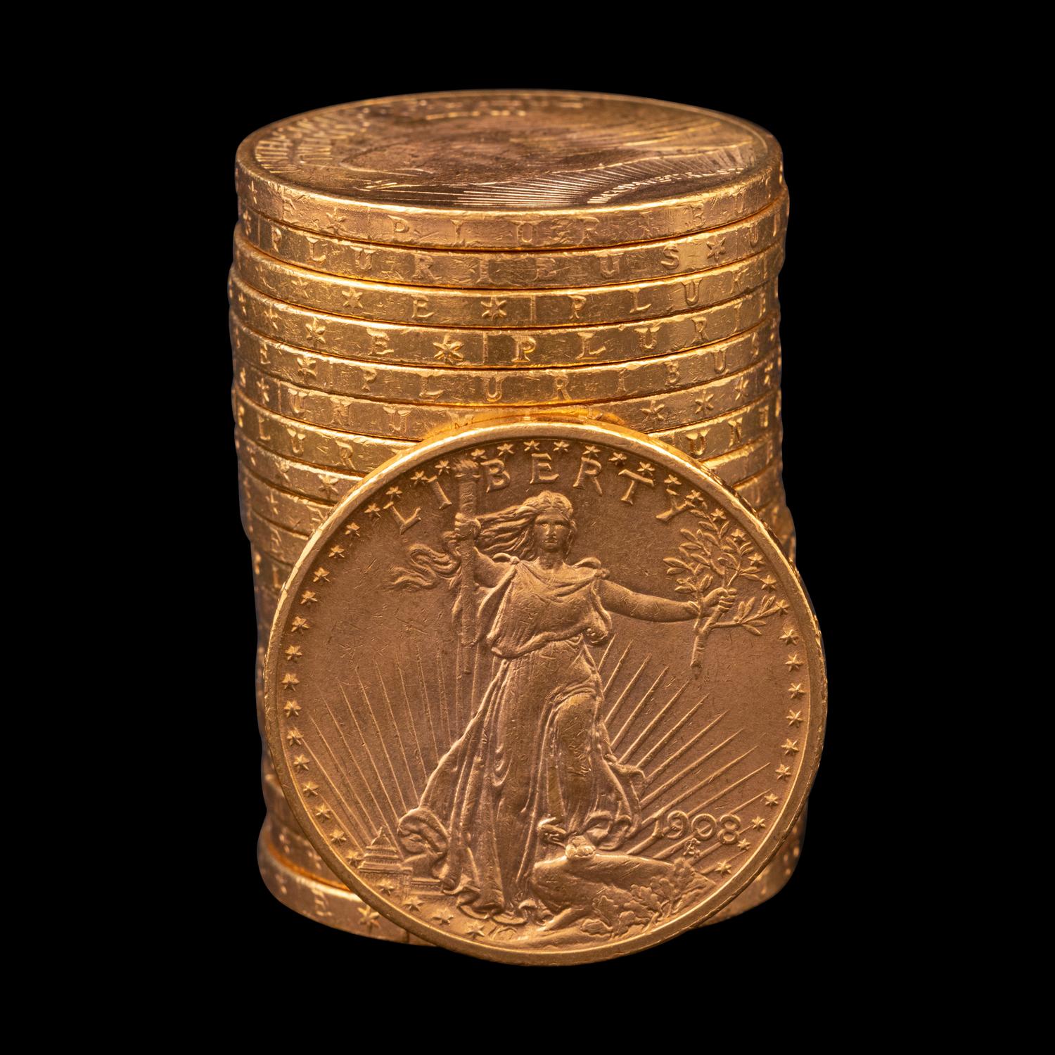 A Group of Twenty Saint-Gaudens $20 Gold Coins