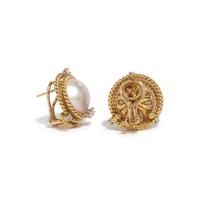 TIFFANY & CO., SCHLUMBERGER, YELLOW GOLD, MABE CULTURED PEARL AND DIAMOND CLIP EARRINGS