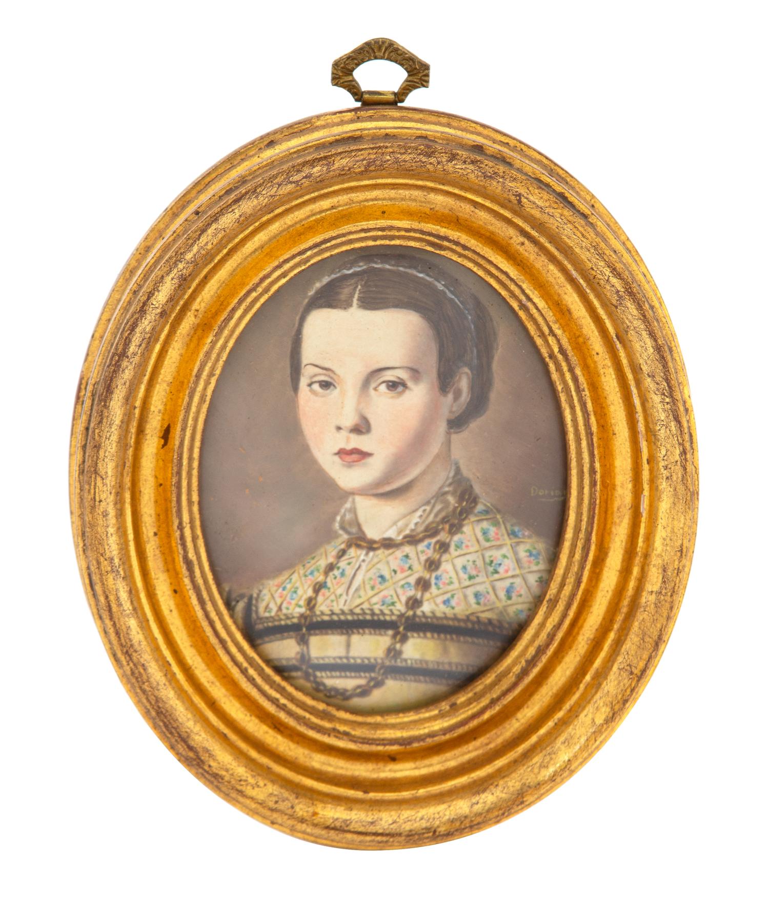 An Italian Miniature in Giltwood Frame 2 7/8 x 2 1/4 inches. — 19TH CENTURY