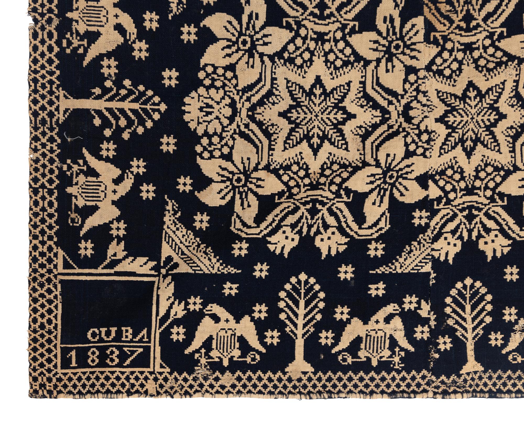 Three Cotton and Wool Jacquard Coverlets