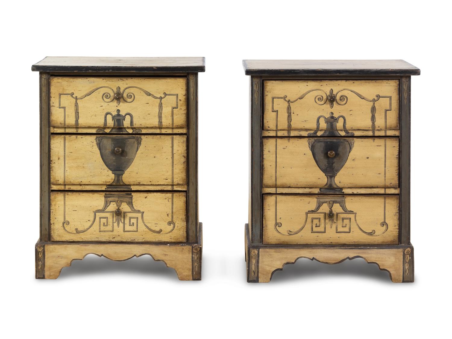 A Pair of Neoclassical Style Painted Nightstands