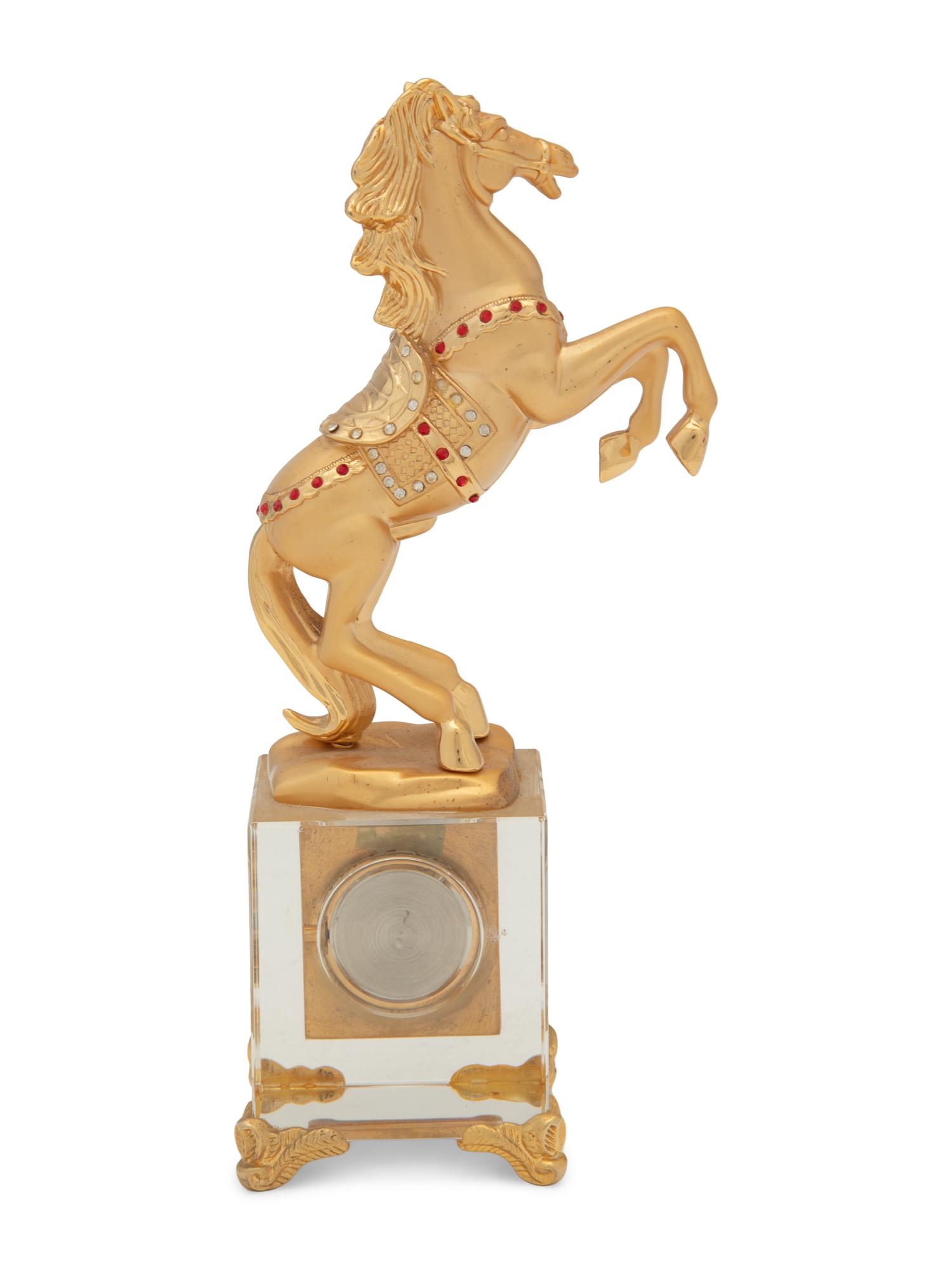 A Gilt Metal and Jeweled Desk Clock