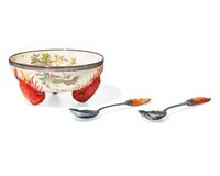 A Wedgwood Majolica Lobster Salad Bowl with Servers
