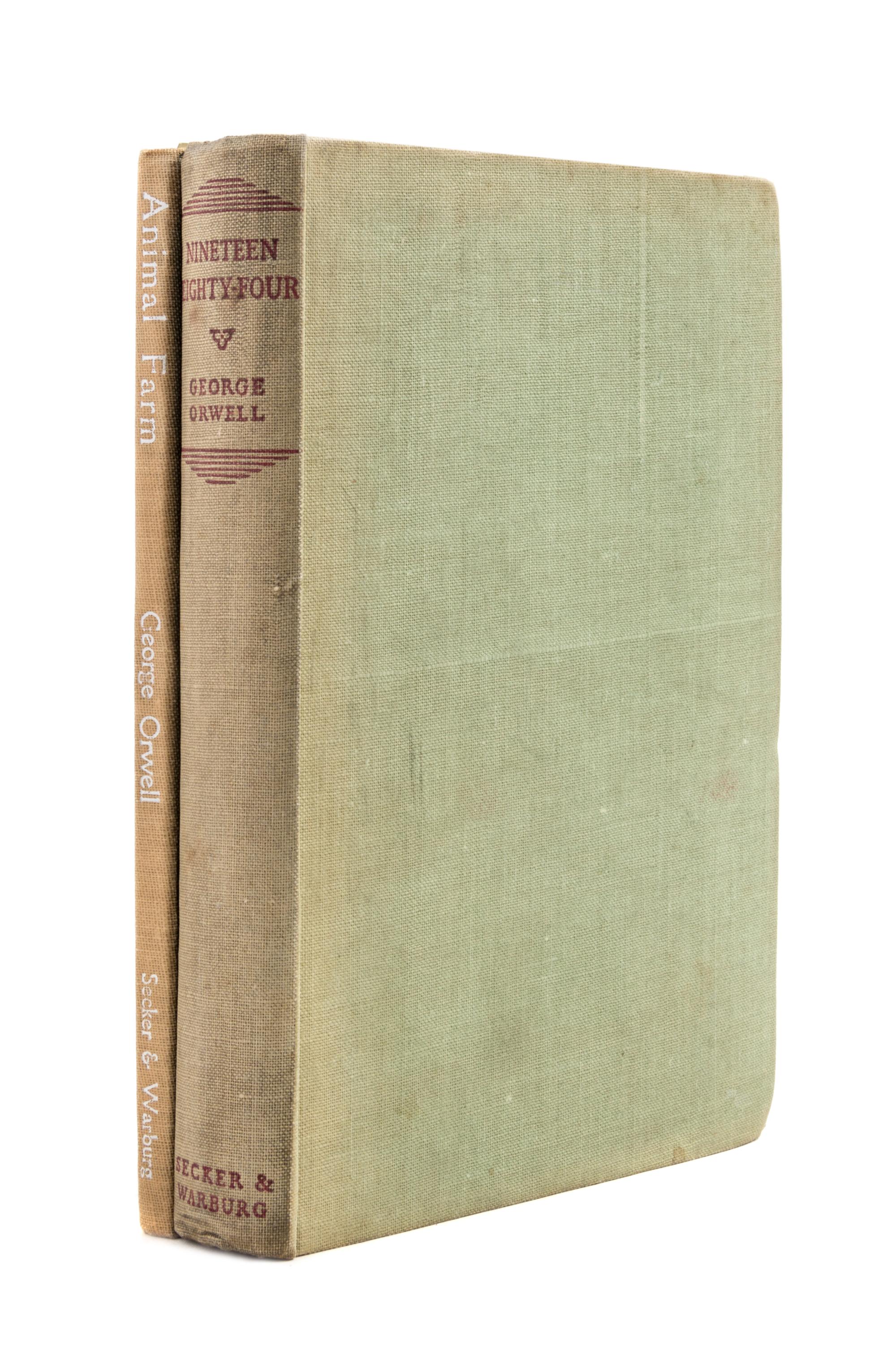 ORWELL, GEORGE. Two first editions, w/out dust jackets, comprising Animal Farm and Nineteen Eighty-Four.