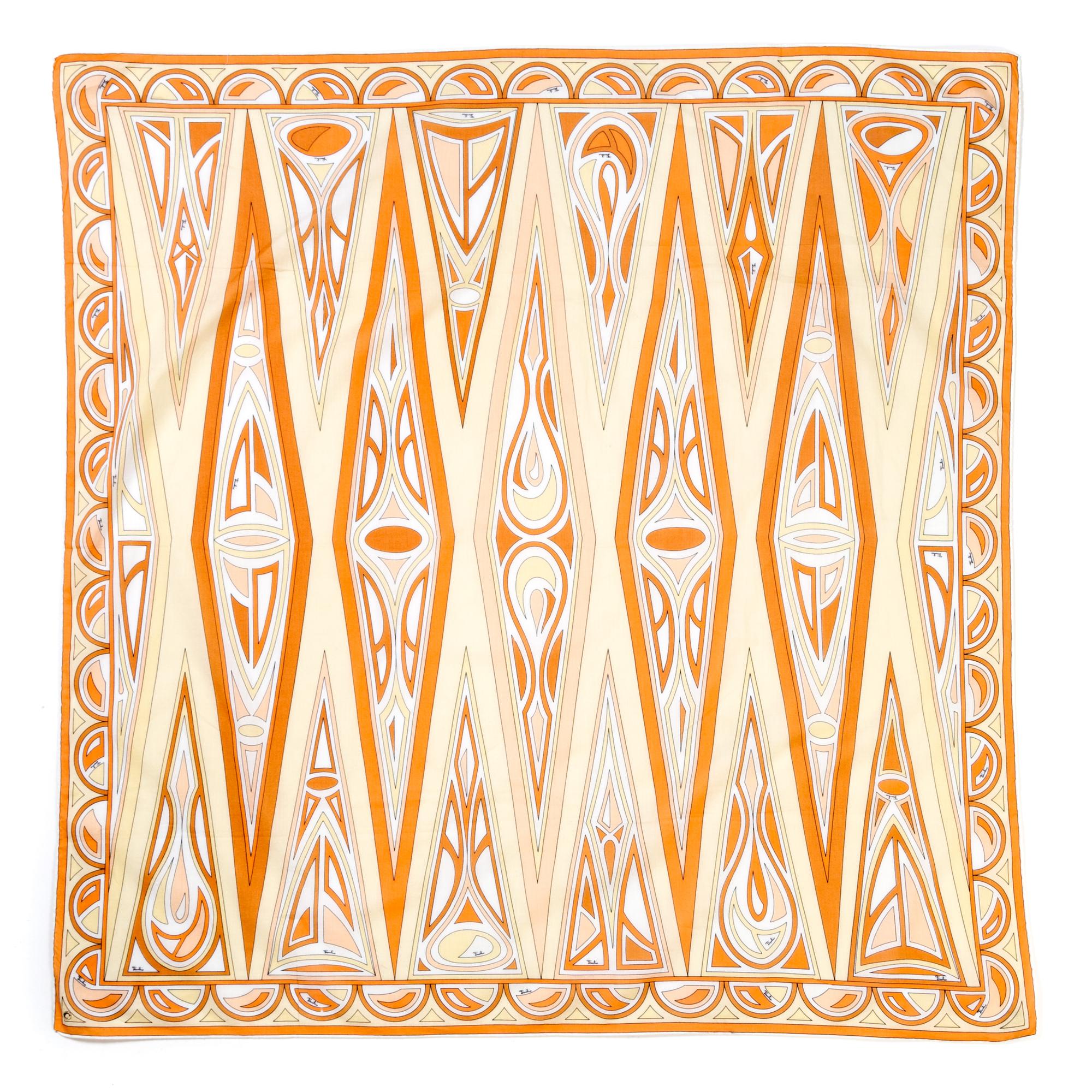 A Pucci Orange & Yellow Scarf, 34.5" x 35".