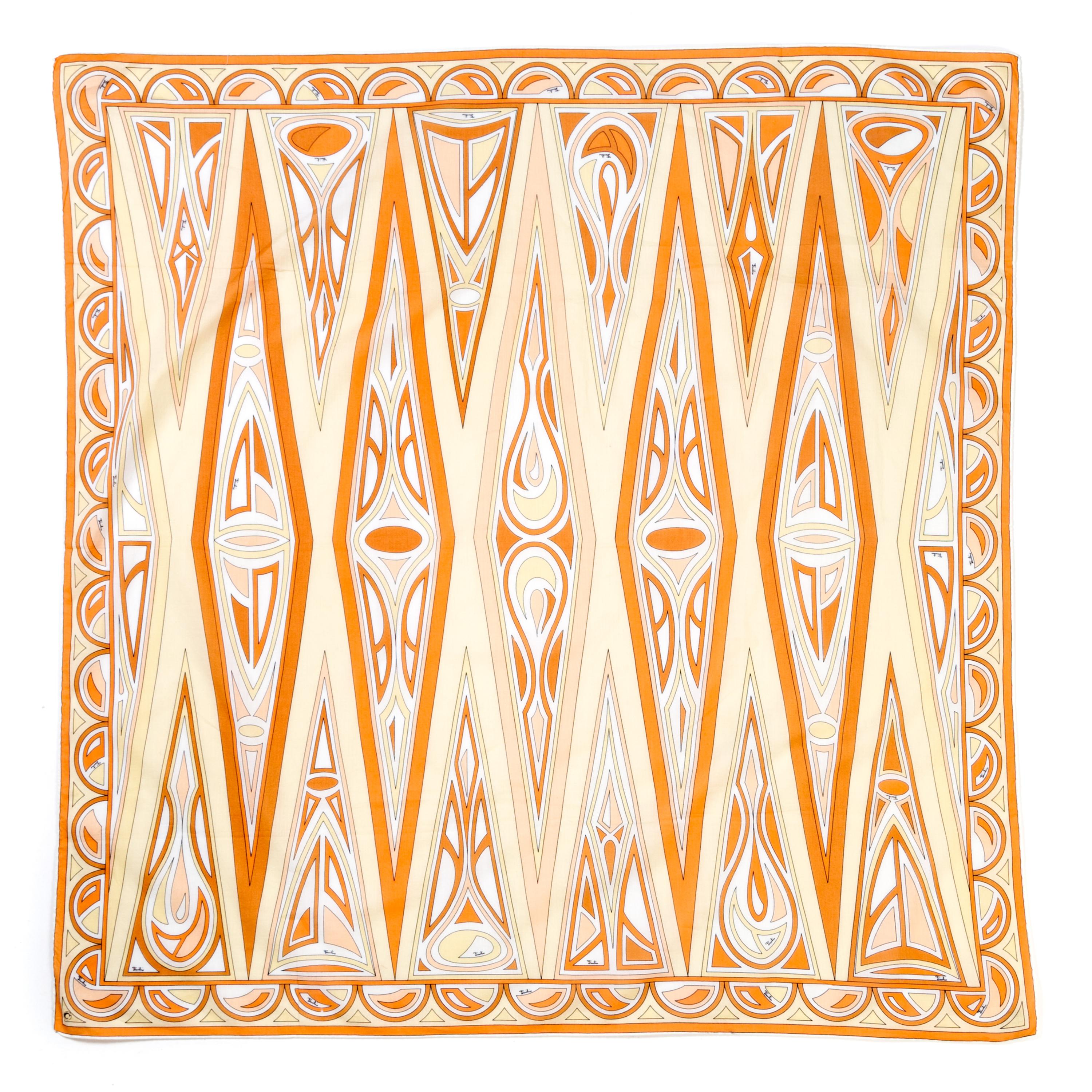 A Pucci Orange & Yellow Scarf, 34.5" x 35".