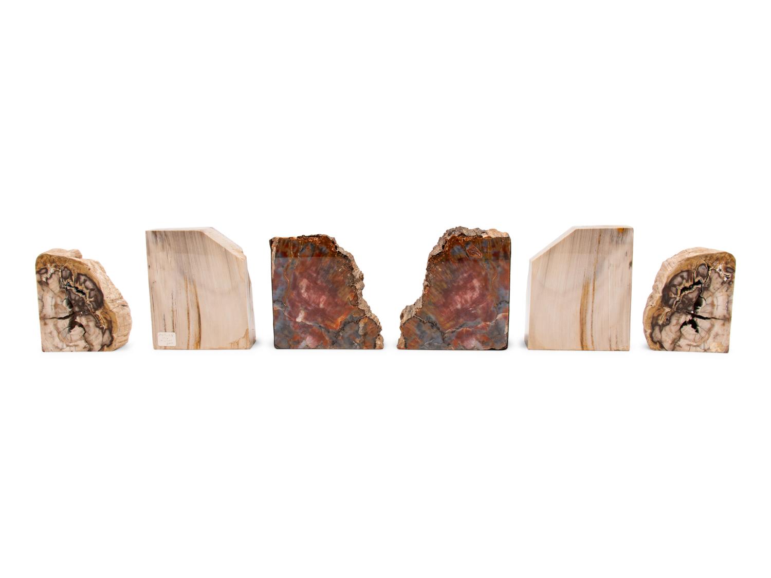 Three Pairs of Petrified Wood Bookends