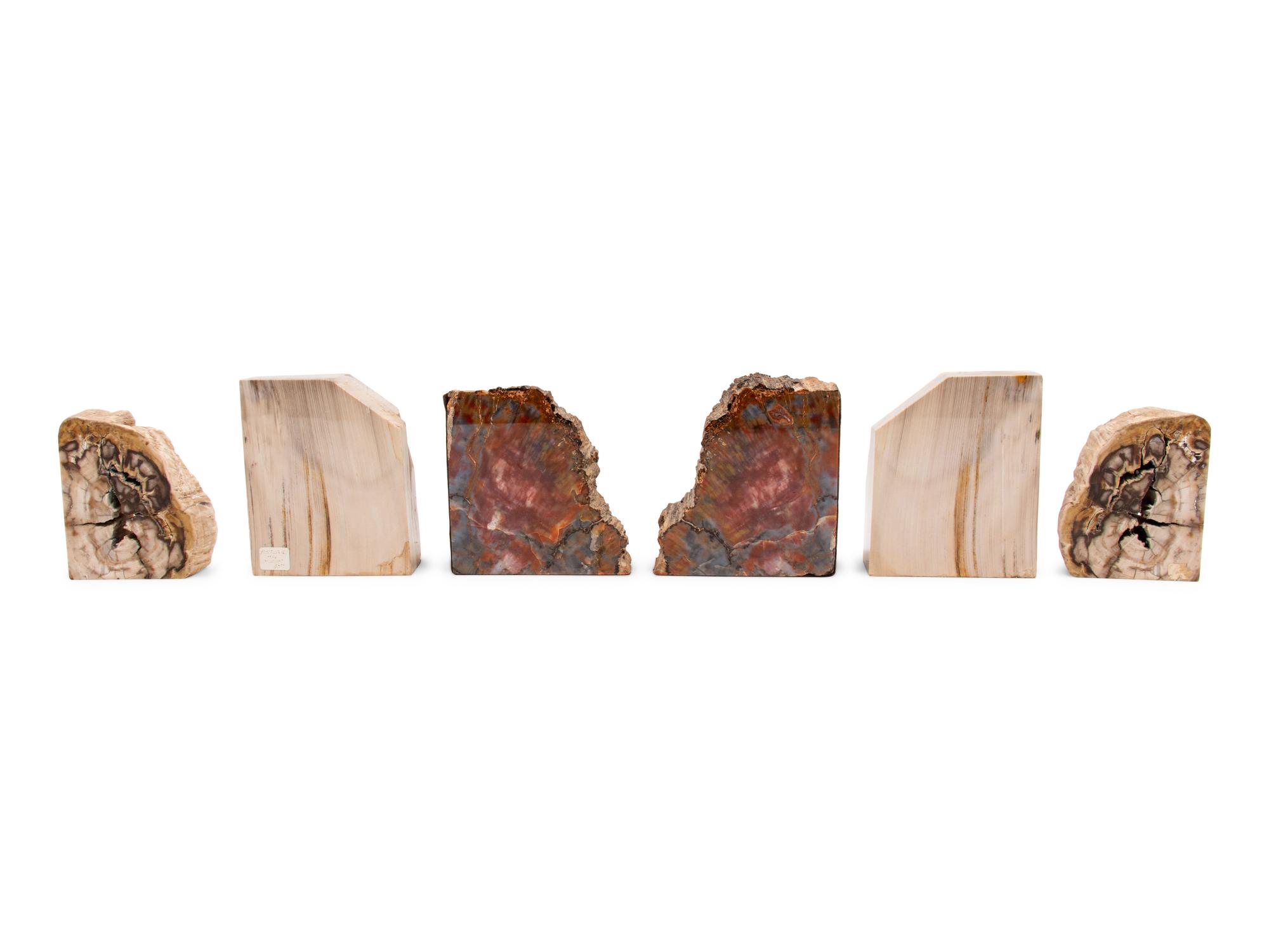 Three Pairs of Petrified Wood Bookends