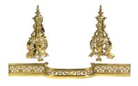A Pair of Gilt Brass Neoclassical Chenets, Height of first 22 3/4 inches.