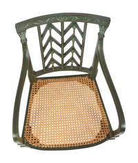 A Pair of Regency Green and Parcel Gilt Painted Cane Seat Armchairs — EARLY 19TH CENTURY