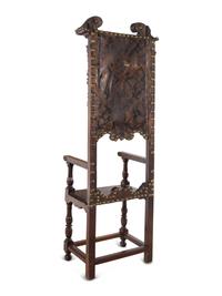 A Pair of Renaissance Revival Carved Walnut Hall Chairs