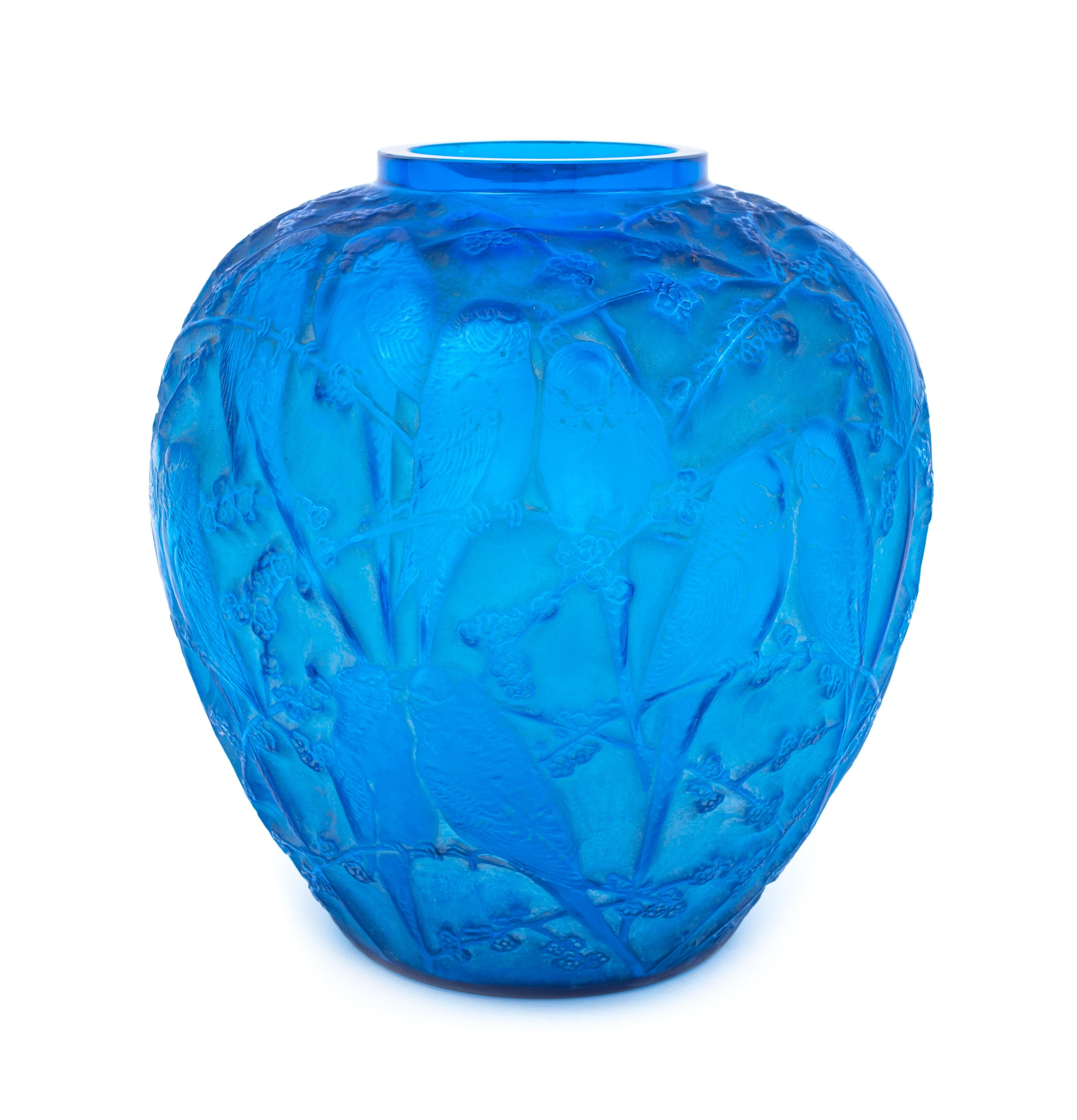 Rene Lalique, (French, 1860-1945), a Perruches pattern vase, c.1919 M p. 410, no. 876