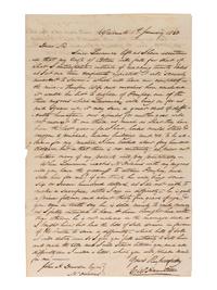 [ENSLAVEMENT]. Pair of letters lamenting the possible sale of a 35-year-old slave named Pompey. 1850.