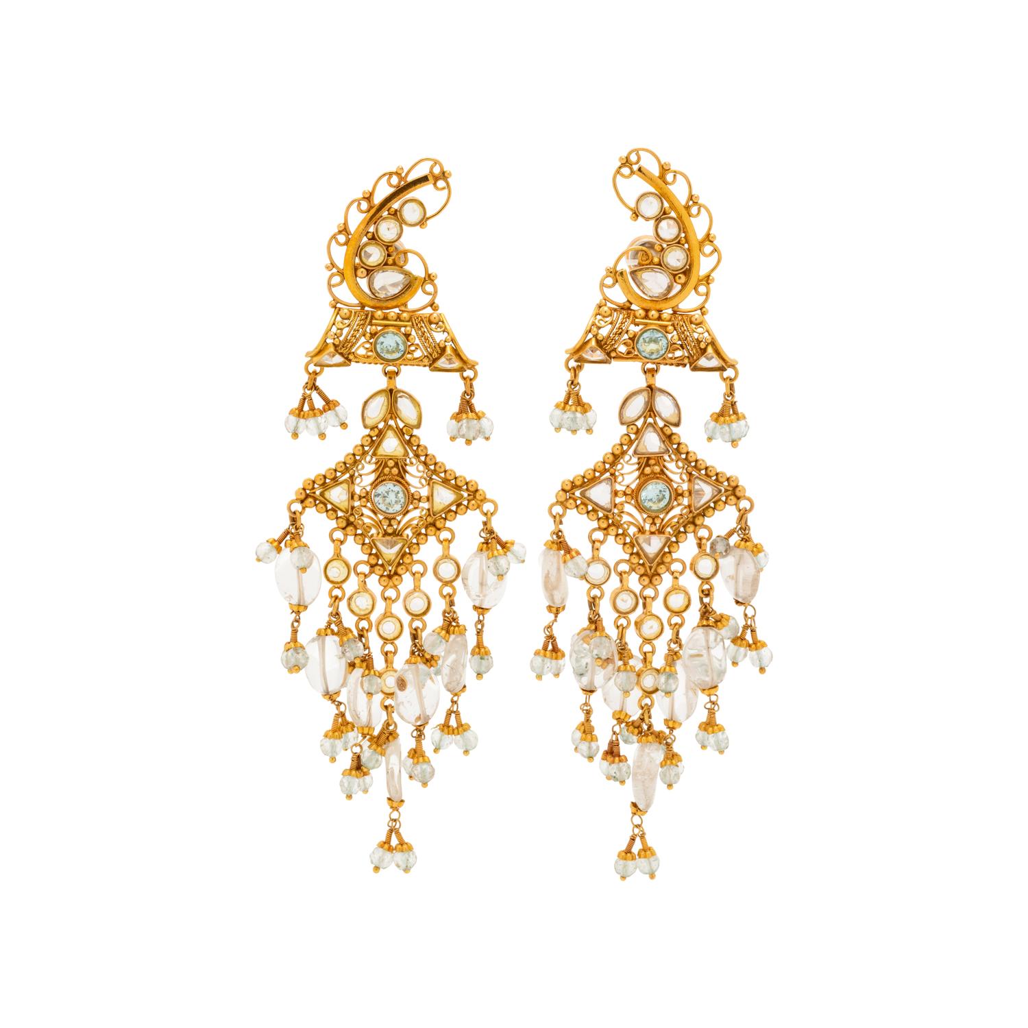 YELLOW GOLD AND GEMSTONE EARRINGS