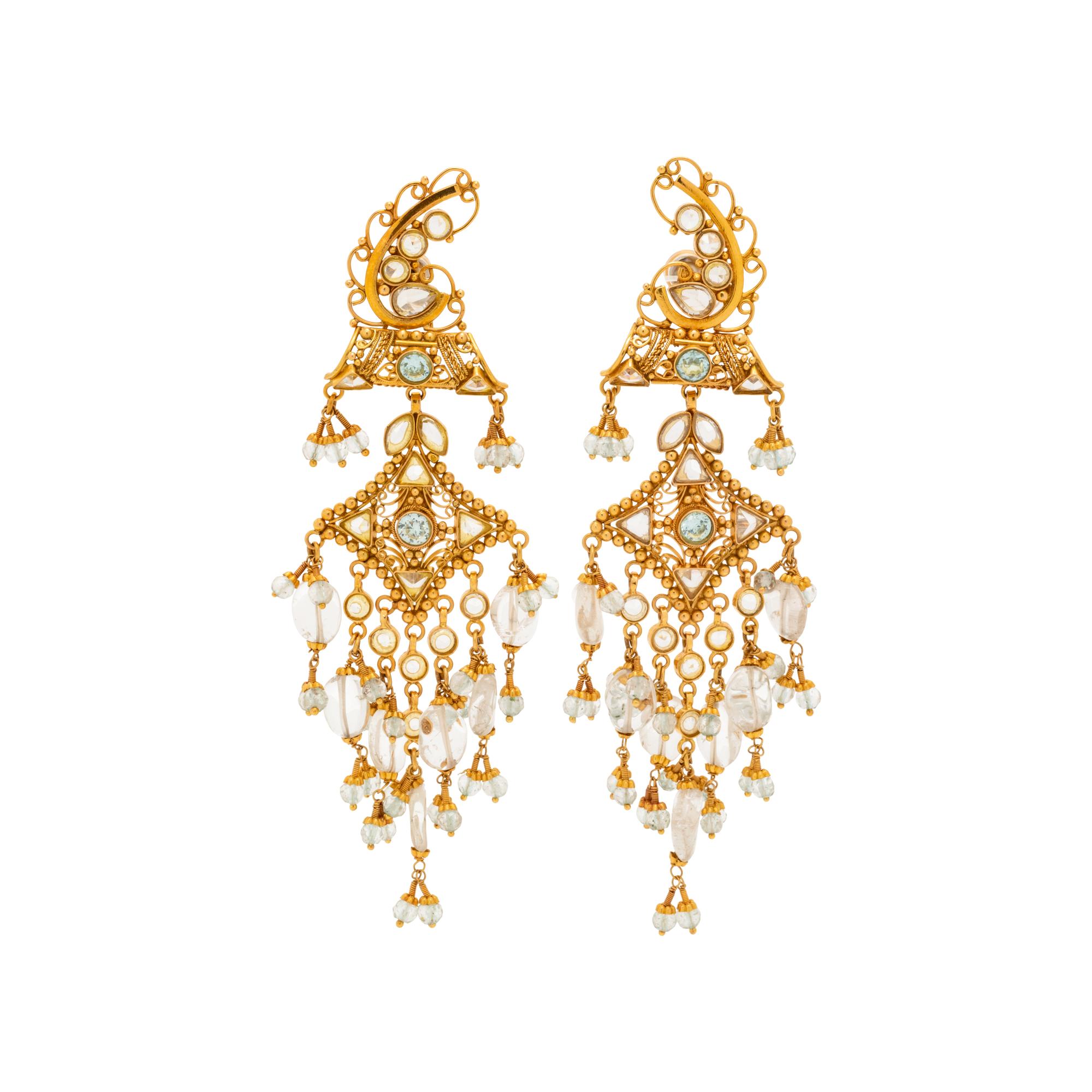 YELLOW GOLD AND GEMSTONE EARRINGS
