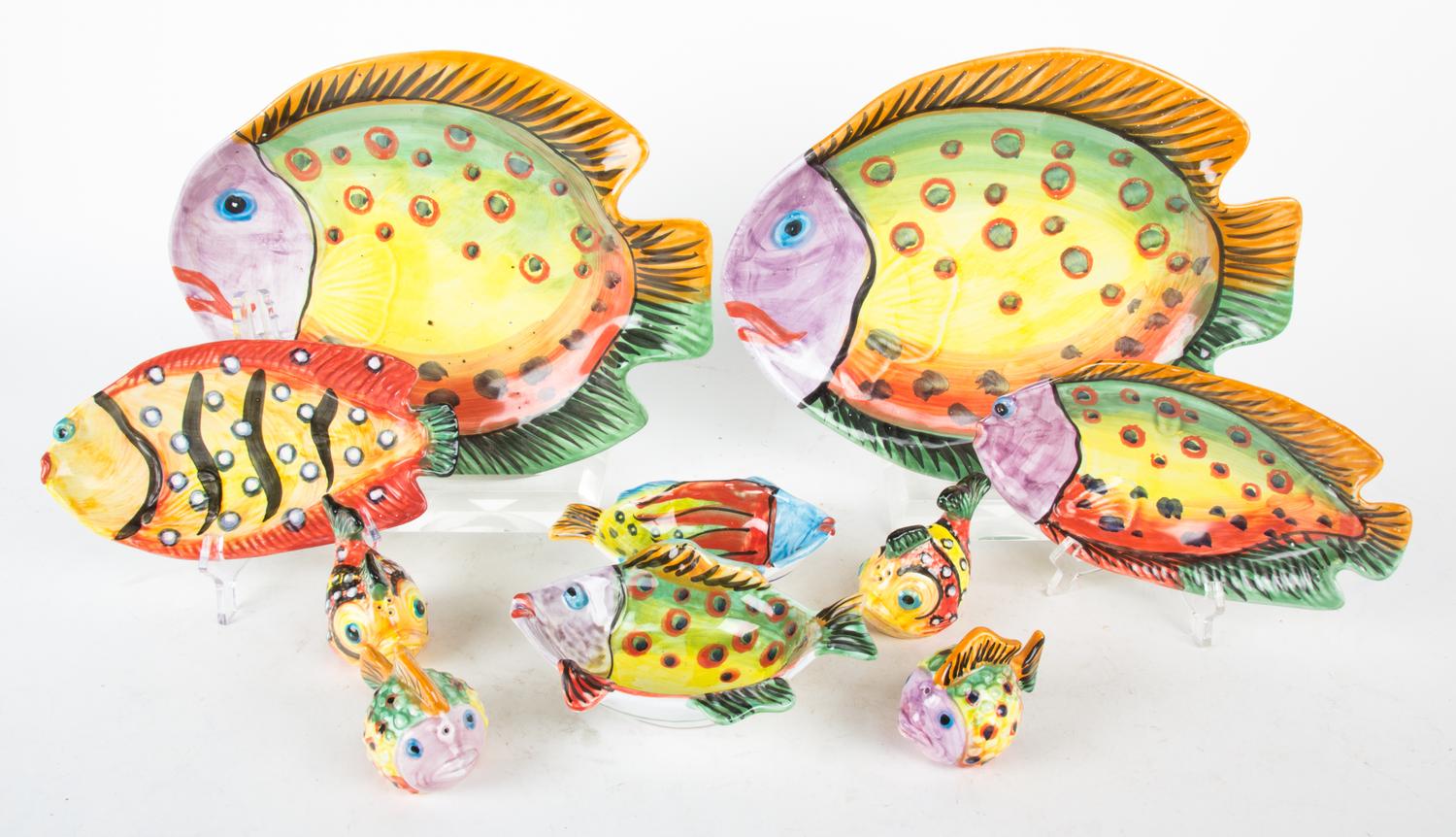 An Assembled Set of Fish-Formed Dishes