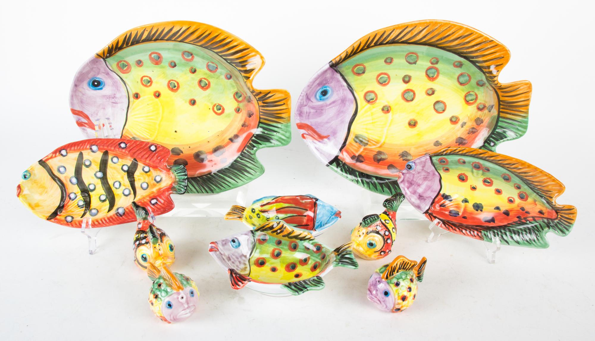 An Assembled Set of Fish-Formed Dishes