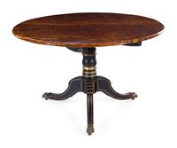 A Regency Faux Marble and Parcel Gilt Decorated Tilt-Top Breakfast Table