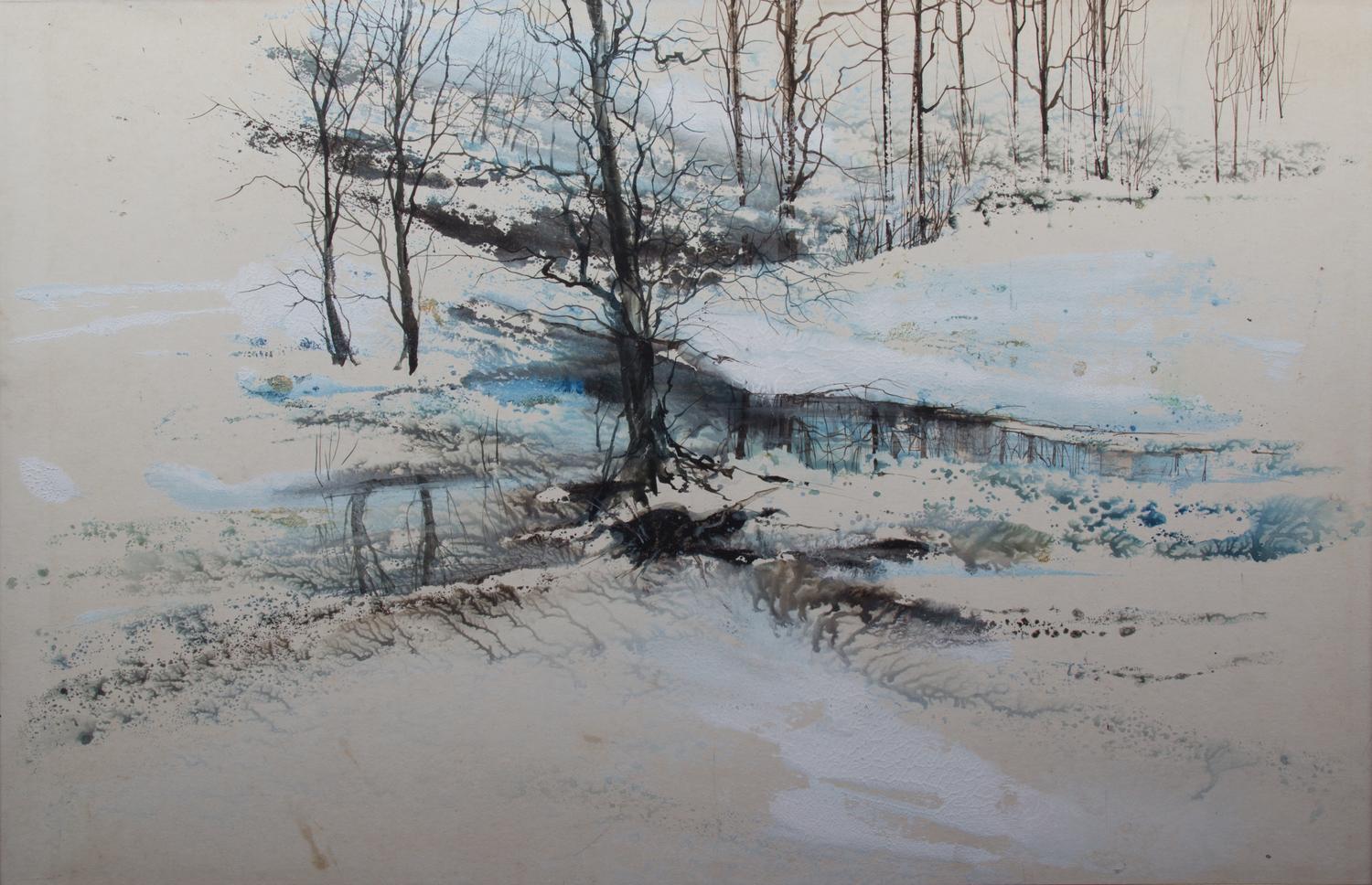 Richard Knowles, (American, 20th century), Mountainous Landscape with Tunnel and Houses, 1994 and Snowscape with Stream