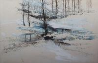 Richard Knowles, (American, 20th century), Mountainous Landscape with Tunnel and Houses, 1994 and Snowscape with Stream