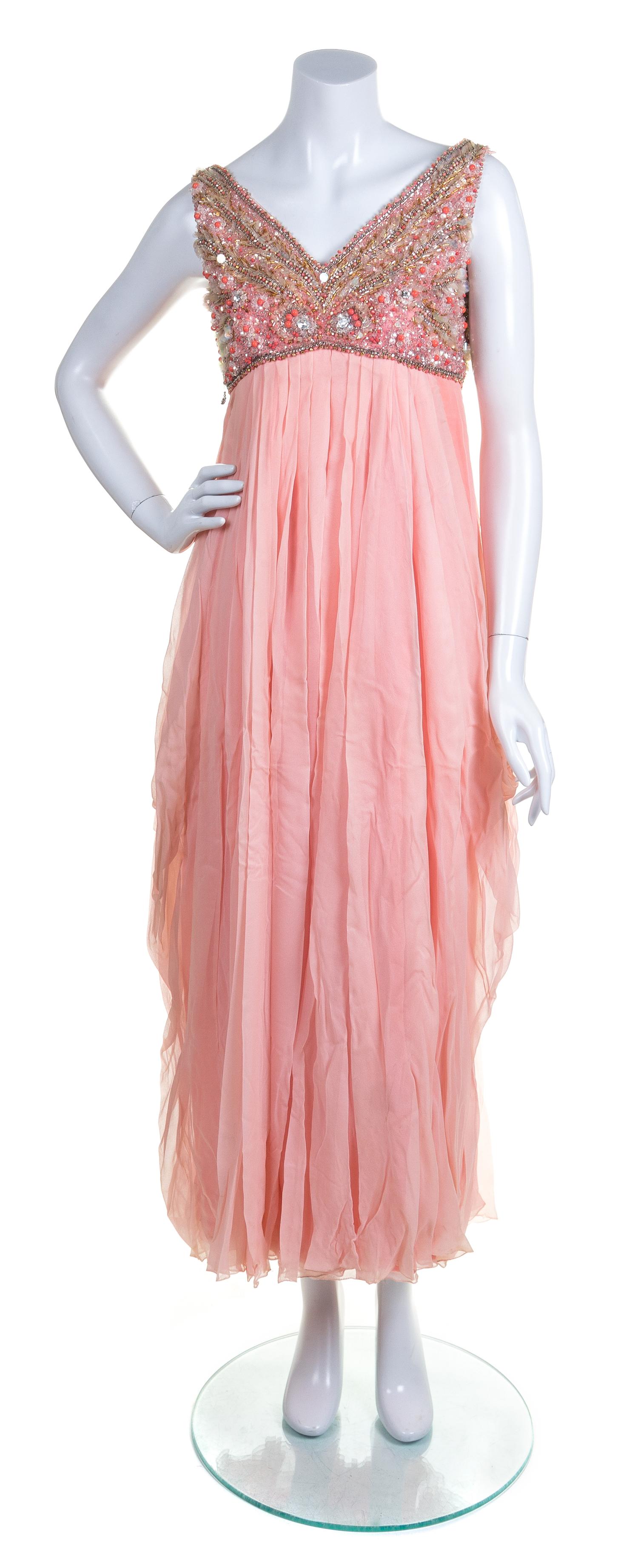 A Helen Rose Peach Evening Gown.