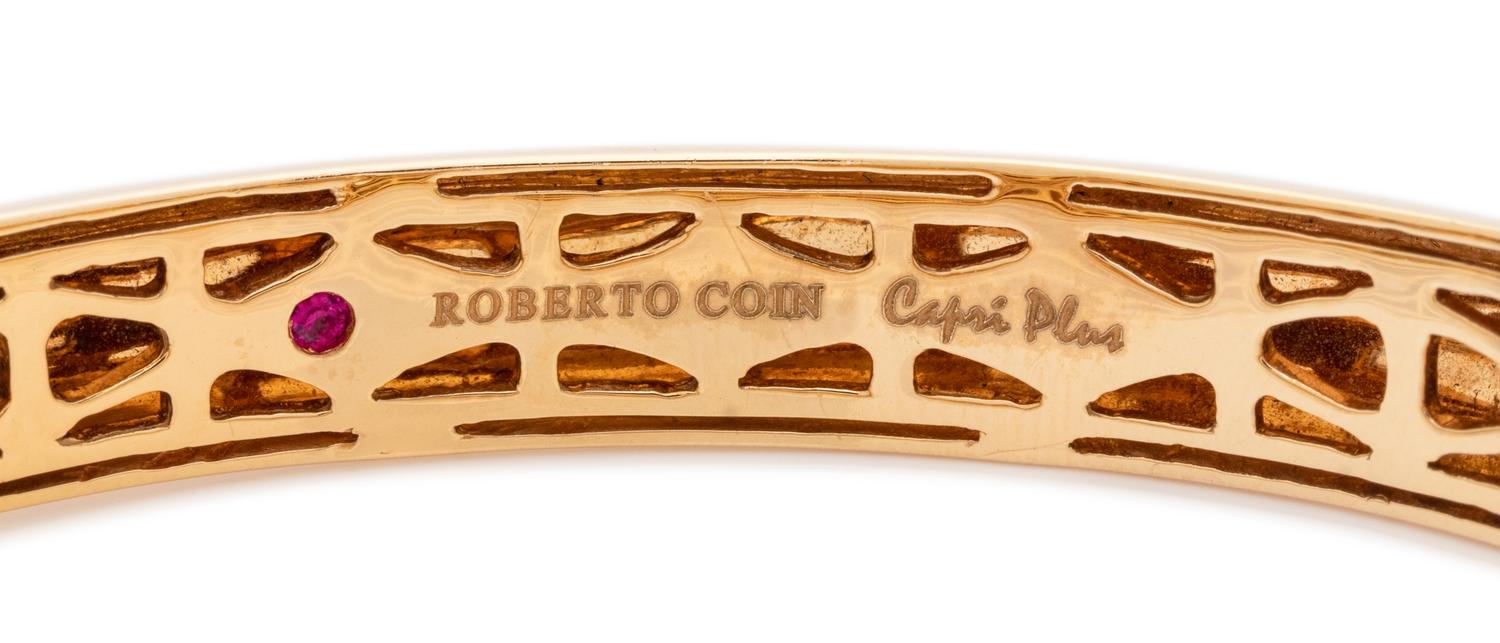 ROBERTO COIN, YELLOW GOLD AND DIAMOND 'CAPRI PLUS' BANGLE BRACELET