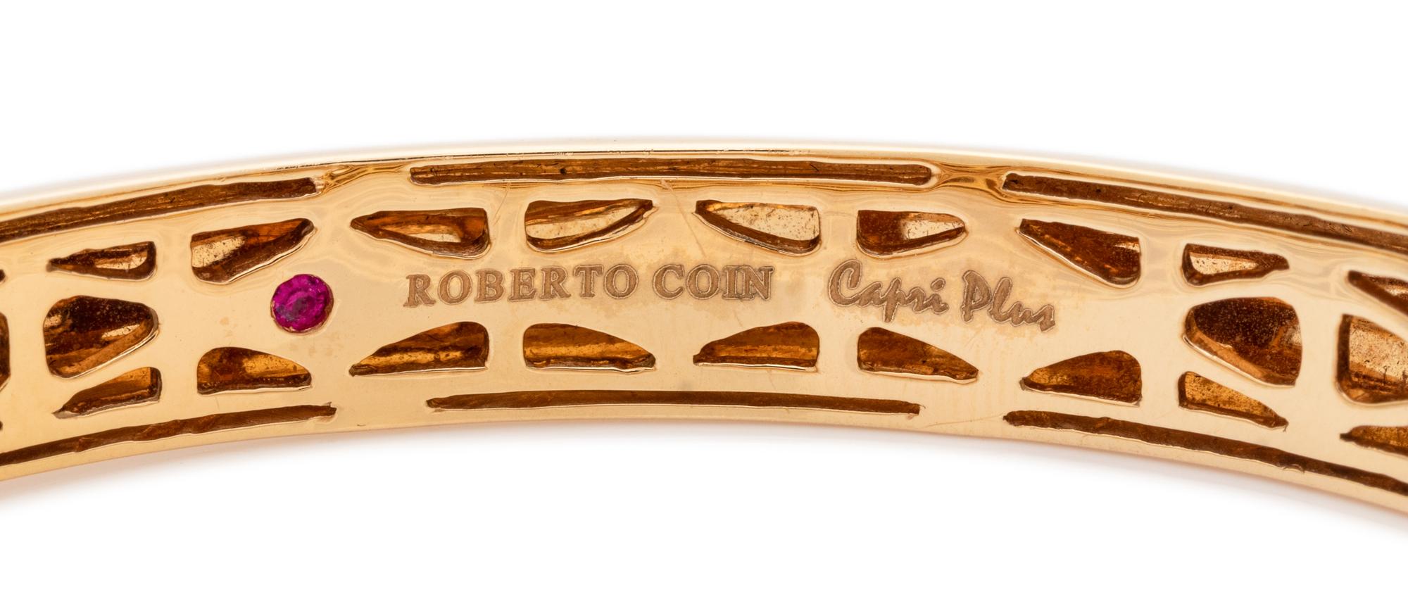 ROBERTO COIN, YELLOW GOLD AND DIAMOND 'CAPRI PLUS' BANGLE BRACELET