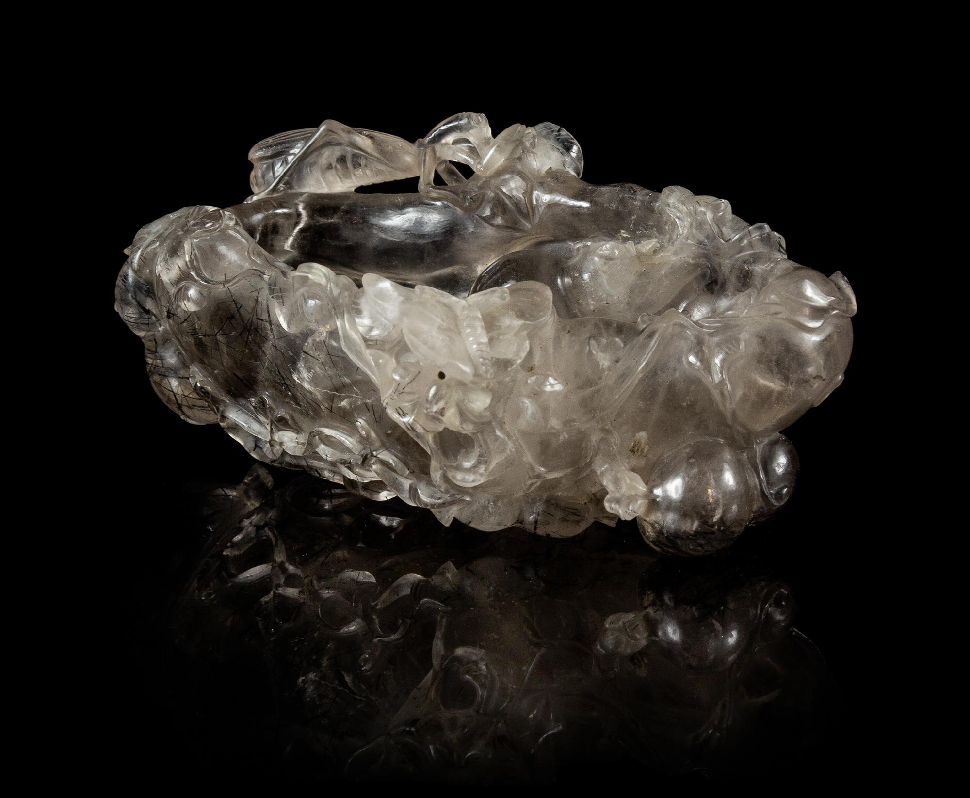 A Carved Hair Crystal Water Dropper Length 5 1/4 inches.