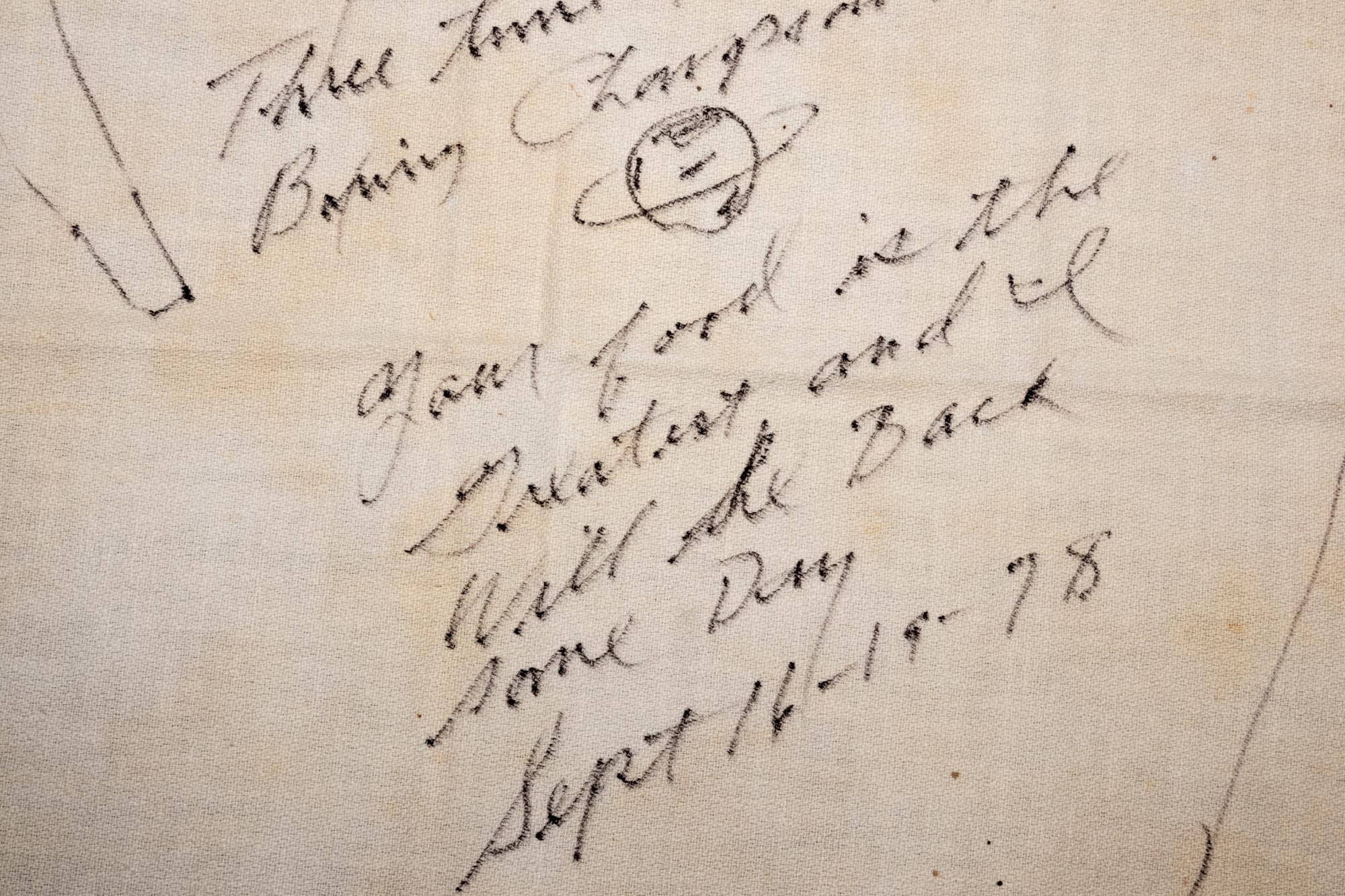A Muhammad Ali Signed Autograph Drawing of a Boxing Glove Gifted to New Orleans Restaurant The Day After Second Leon Spinks Fight In 1978,