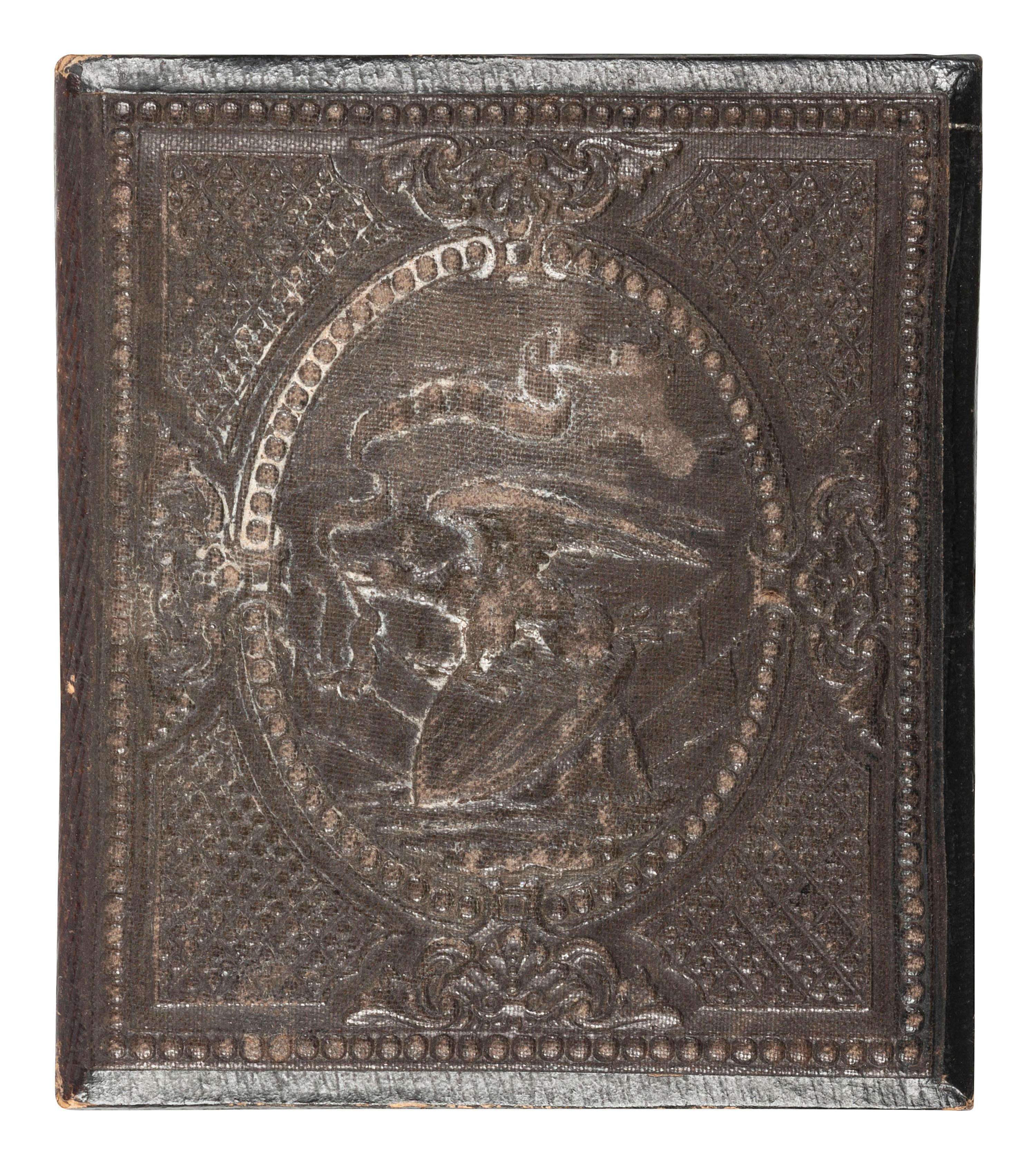 [EARLY PHOTOGRAPHY]. Sixth plate daguerreotype featuring a young girl with decorative bird figurines.