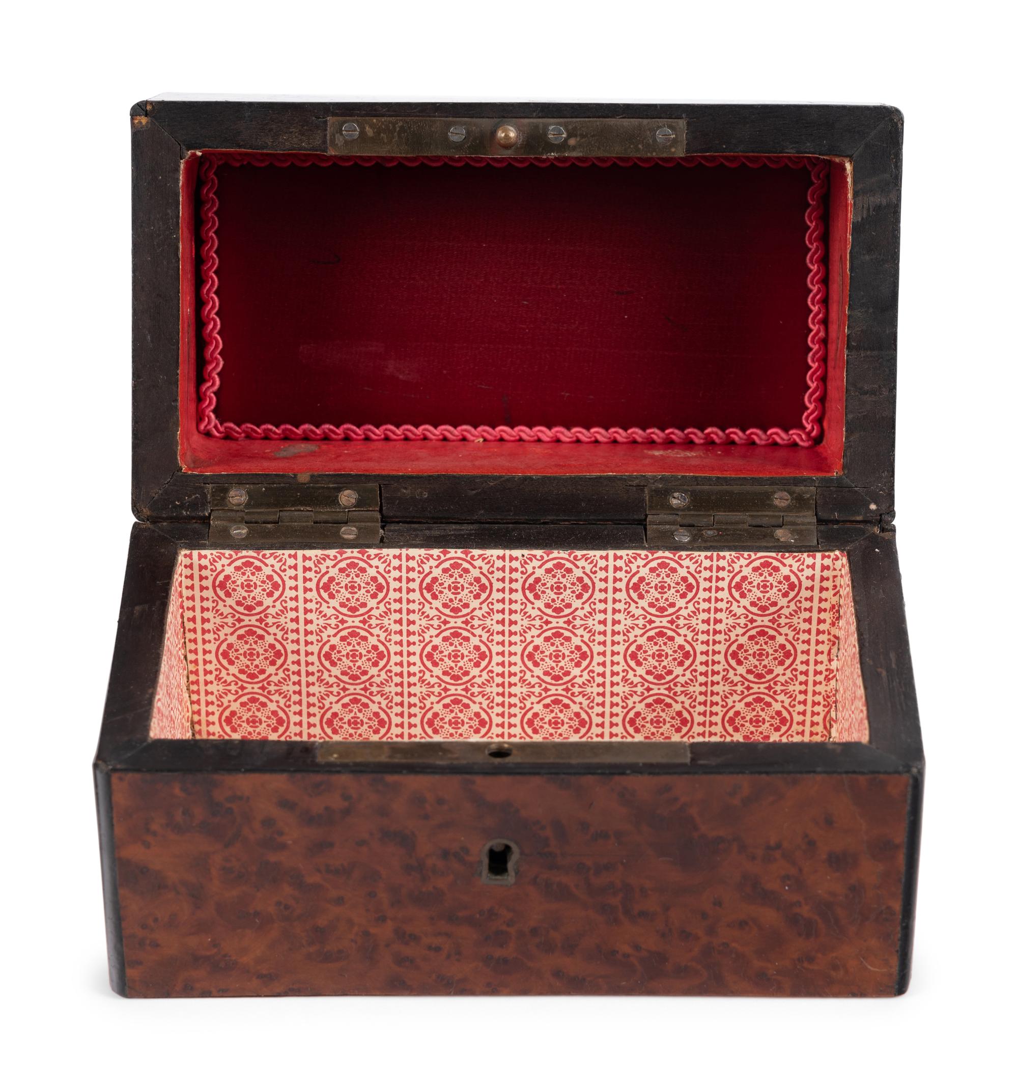 Two French Brass Inlaid Burlwood Boxes