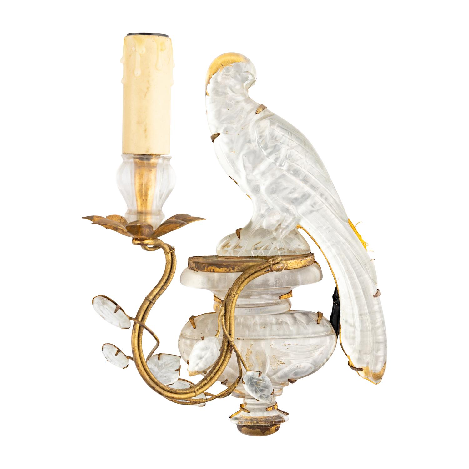 A Gilt Metal and Rock Crystal Wall Light Garniture