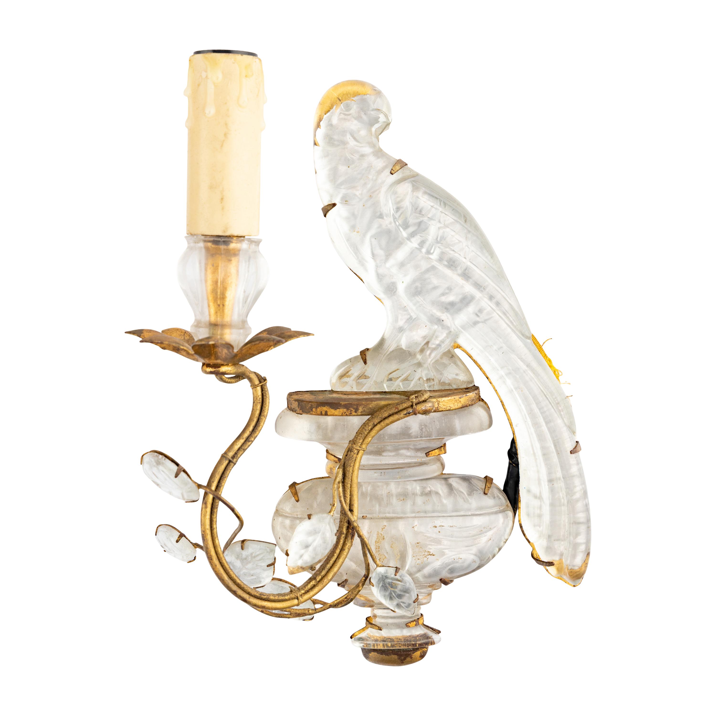 A Gilt Metal and Rock Crystal Wall Light Garniture