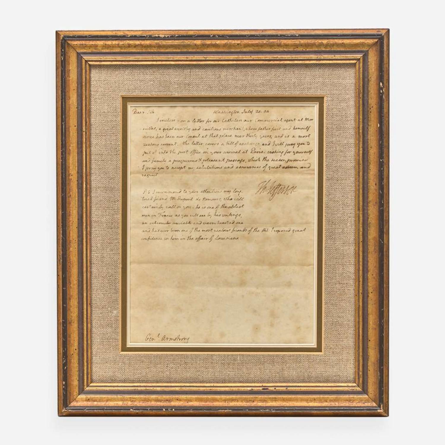 [Presidential] Jefferson, Thomas Autograph Letter, signed