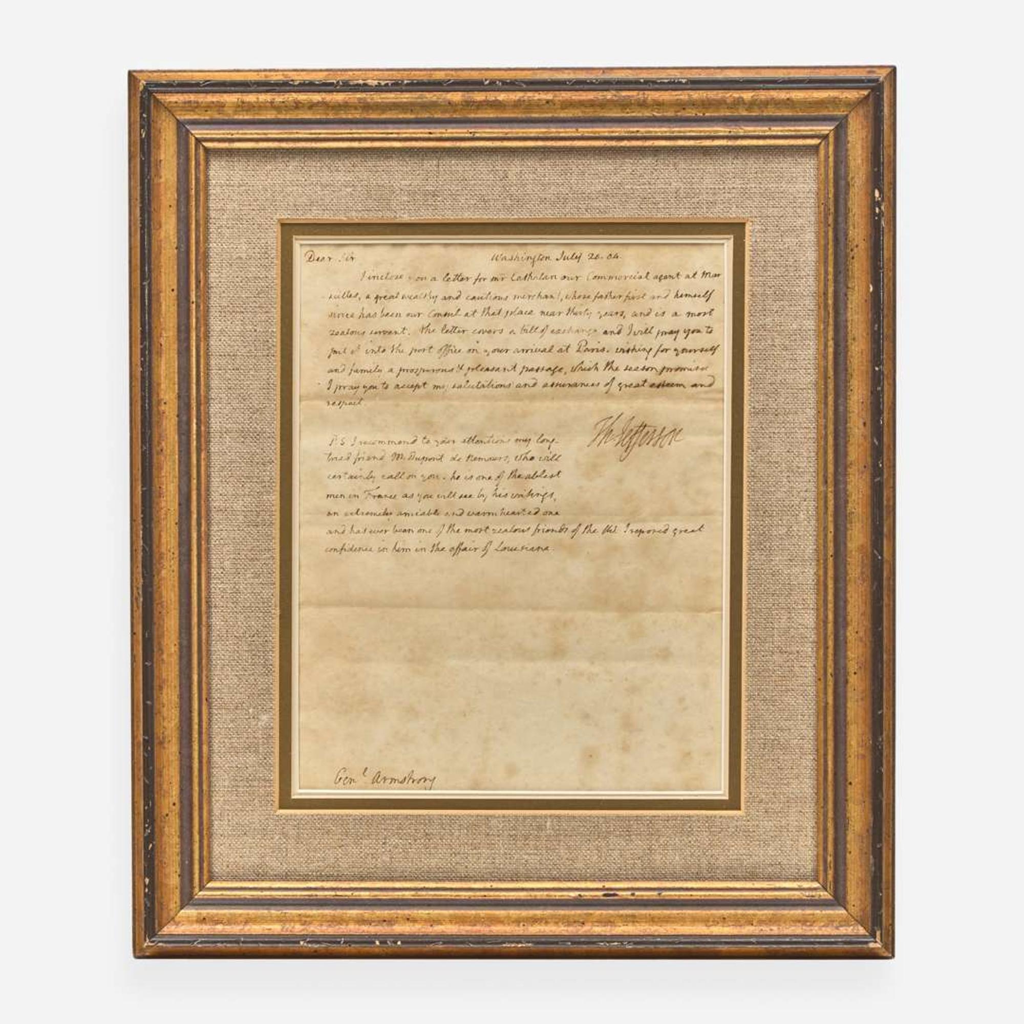 [Presidential] Jefferson, Thomas Autograph Letter, signed