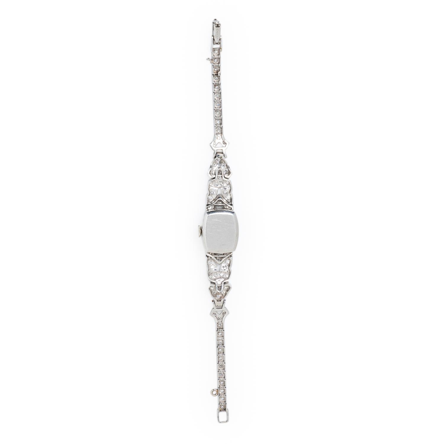HAMILTON, ART DECO, DIAMOND AND PLATINUM WATCH